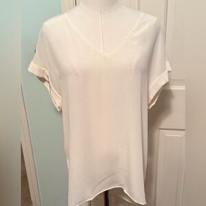 Lavender Brown Ivory V-Neck Blouse